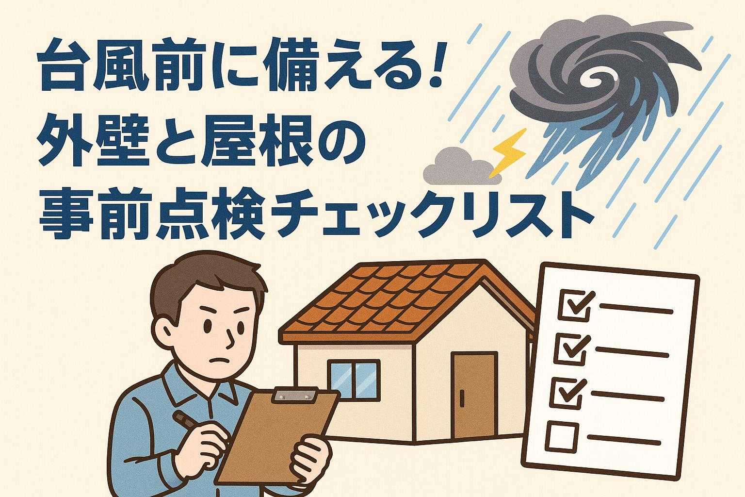 台風前に備える！外壁と屋根の『事前点検チェックリスト』